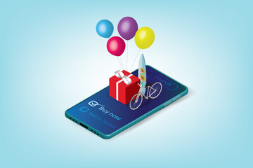 Online shopping on smartphone application concept, Vector illustrator.