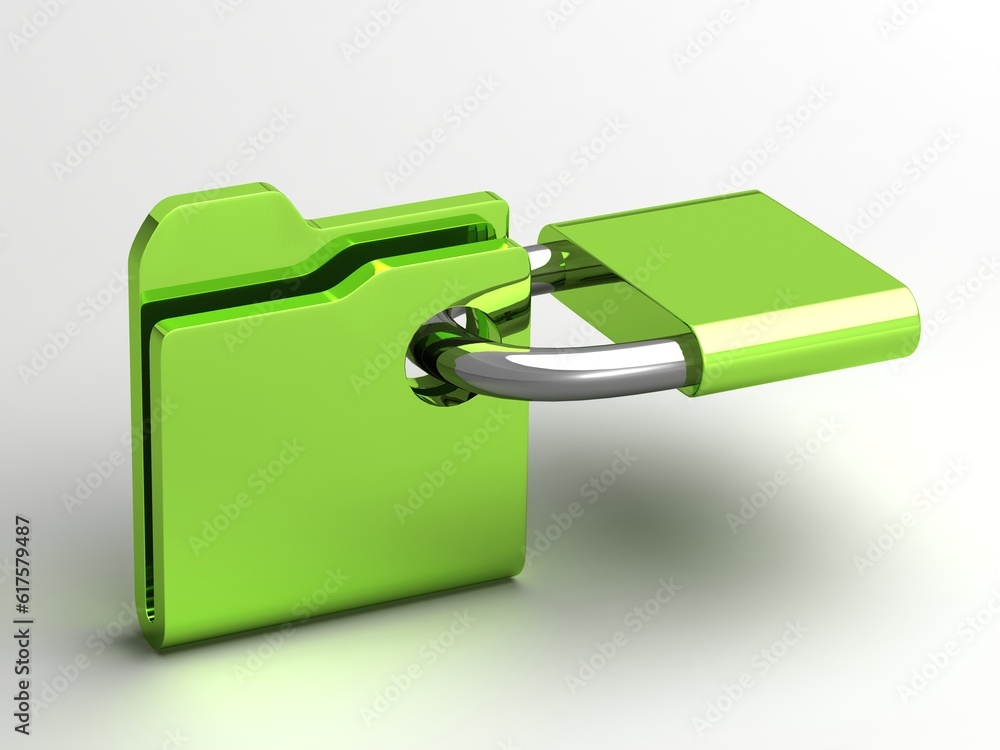 Poster computer icon for secure folder on a white background 3d illustration