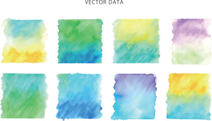 水彩画。水彩タッチのグラデーションベクターフレーム。Watercolor. Gradient vector frame with watercolor touch.