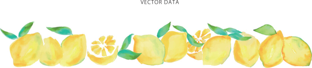 水彩画。水彩タッチのレモンベクターイラスト。夏のレモン挿絵。Watercolor painting. Lemon vector illustration with watercolor touch. Summer lemon illustration.