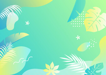 Fototapeta na wymiar Vector Abstract summer background vector with tropical plants. illustration of summer.