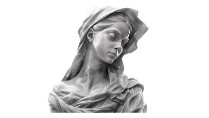 Marble statue isolated on transparent background - Fictional Person, Generative AI