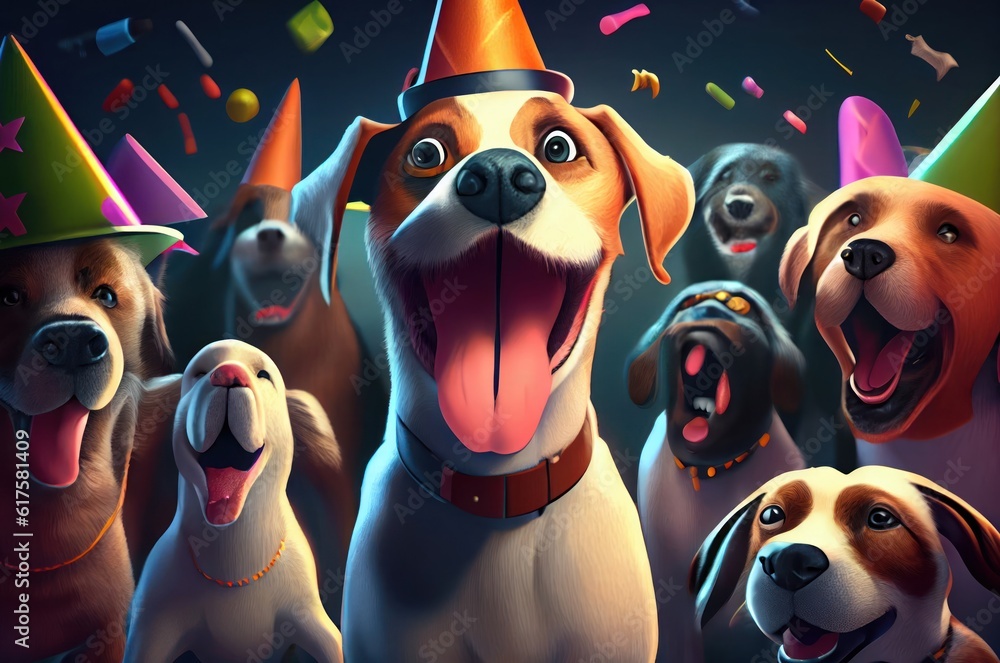 Aufkleber dogs new year display backdrop generative ai