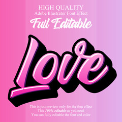 pink love script text style editable font effect