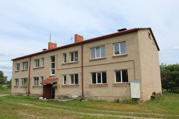 Fototapeta na wymiar Small Soviet-era apartment building in Sece, Latvia