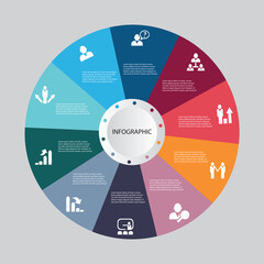 10 steps cycle chart infographics elements.vector illustration