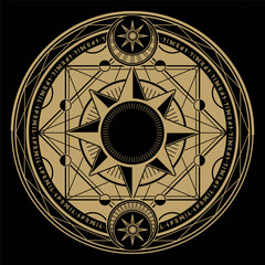 mysterious golden magical circle vector design