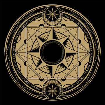 mysterious golden magical circle vector design