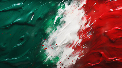 Italian Flag Paint Strokes Bold and expressive paint strokes in the colors of the Italian flag creating an artistic background with a designated area for copy space