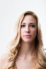 Fototapeta premium blonde woman studio portrait on white background
