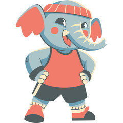cute and sporty elephant character