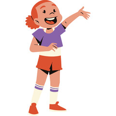 illustration of a girl smiling and waving hand 