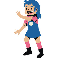 illustration of a girl waving hand and smile