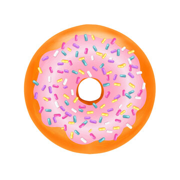 Donut With Gradient Mesh, Vector Illustration