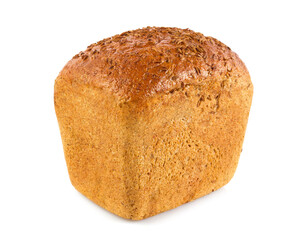 Fresh aromatic organic rye bread with spice, isolated on white background.