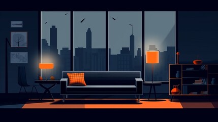 ソファのある部屋,Generative AI AI画像