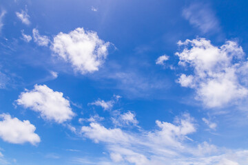 White fluffy cloud on blue sky background.