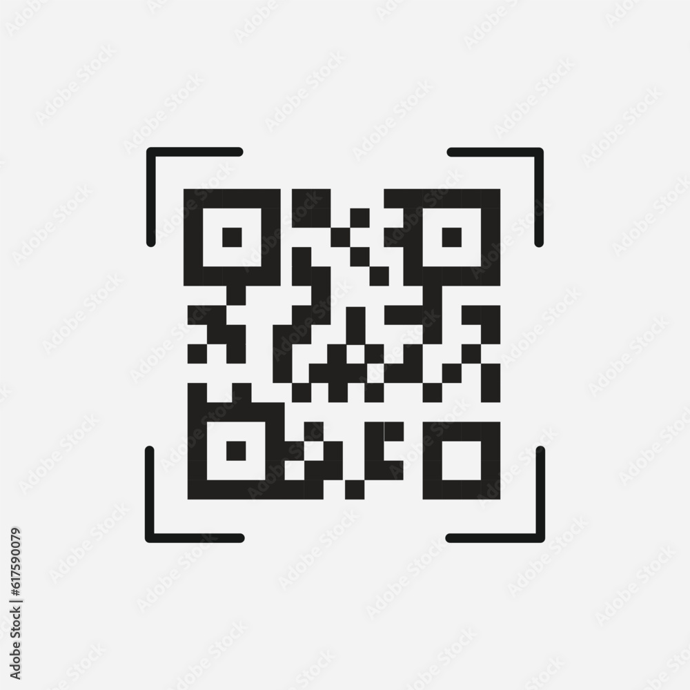 Fototapete qr code icon. stroke outline style. vector qr code sample for smartphone scanning, vector. isolate o