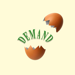 demand inside the broken egg. The concept of business. - 617590423