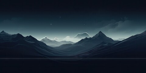 A minimalist design with bold typography and a limited dark color palette, a modern, abstract depiction of a mountain landscape Wallpaper - Mountain Background created with Generative AI Technology