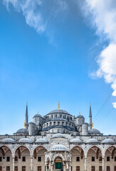 Fototapeta na wymiar View of the famous Blue Mosque Sultan Ahmet Cami in Istanbul Turkey