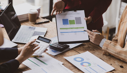 Business Woman Meeting Design Ideas Concept. Business Planning Financial Analysts And Investment...