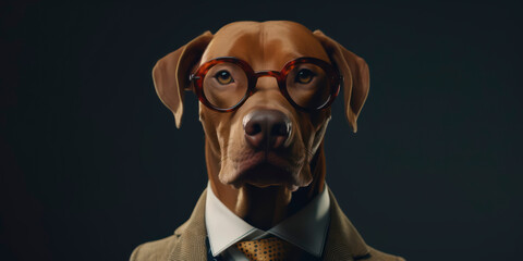 A portrait of a Dog wearing a business suit. AI Generated