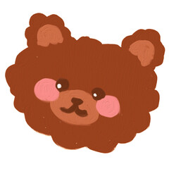 brown teddy bear face in cute style draw with oil brush texture