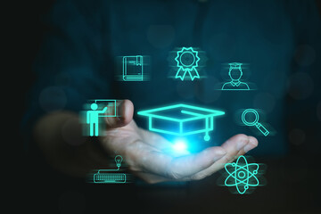 Digital world concept and linking education, educational technology, Internet resources, network