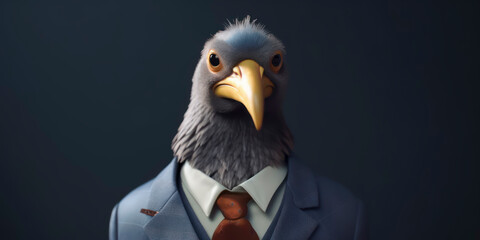A portrait of a Bird wearing a business suit. AI Generated