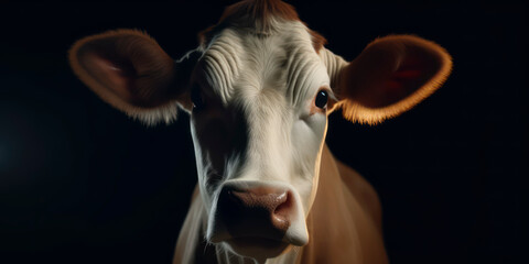 Naklejka premium A portrait of a Cow wearing a business suit. AI Generated