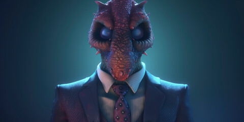 A portrait of a Monster wearing a business suit. AI Generated