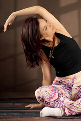 woman practicing yoga