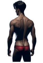 person in underwear, back side view young handsome hot sexy man