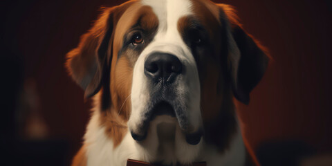 A portrait of a St Bernard wearing a business suit. AI Generated