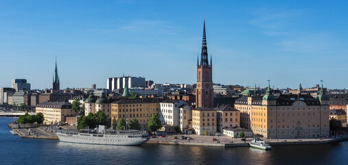 Fototapeta na wymiar Panorama picture of Old Town Stockholm Sweden.