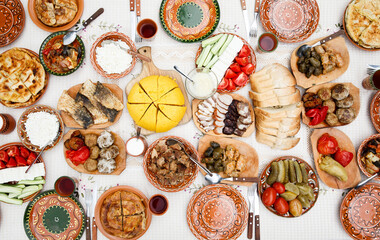 table with homemade moldavian food view from above