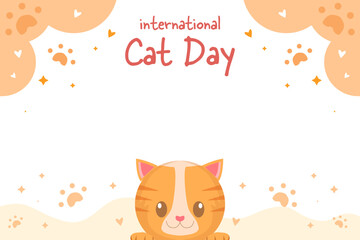 international cat day illustration with a cute cat