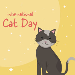flat design vector international cat day illustration