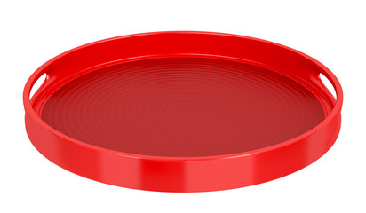 Red plastic tray isolated on white background