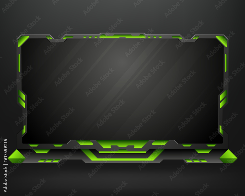 Poster abstract live stream game overlay screen panel frame on black background