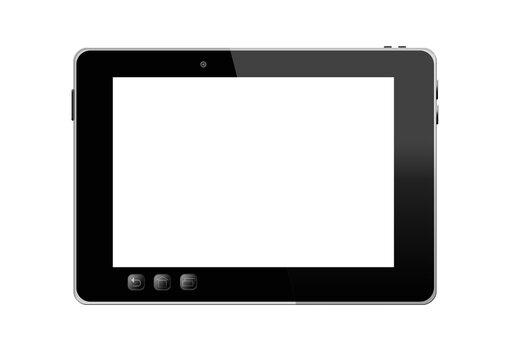black empty tablet isolated on white background