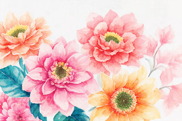 Fototapeta na wymiar Beautiful watercolor floral art illustration