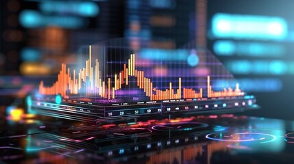 Visualizing Growth: Floating Stock Chart Dashboard with Transparent Graphs and Numbers