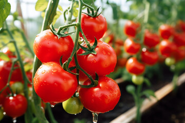 温室のイペのジューシーな赤いトマトGenerativeAI
