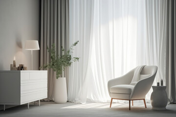 a room with modern decor furniture white chair