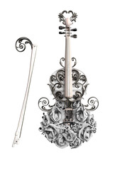 Fantasy violin white roses and silver golden details © david