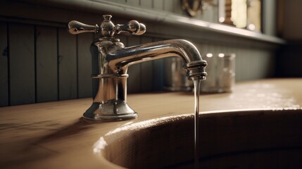 Luxury vintage faucet in the bathroom.