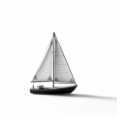Sailing boat on white background.