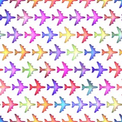 Seamless colorful texture airplane geometric shapes backgrounds